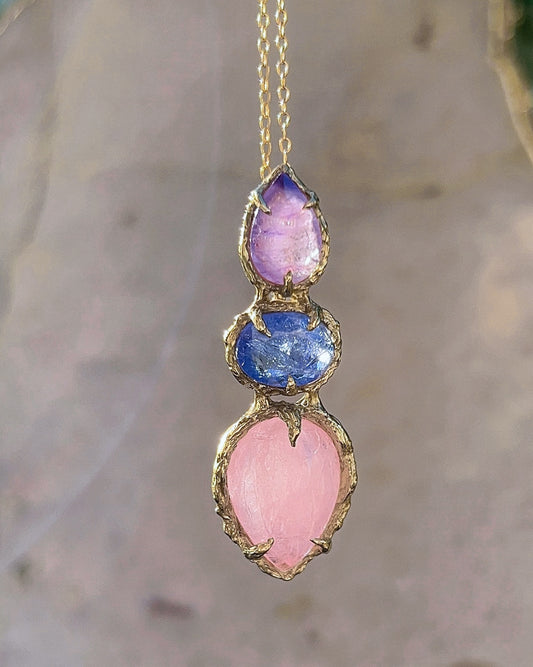 The High Priestess Amulet ⋄ Amethyst, Tanzanite, Morganite