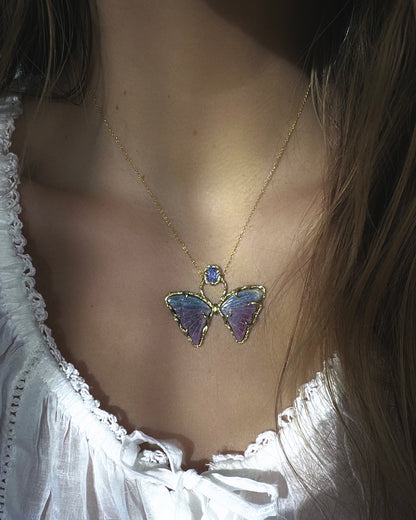 Ever After Butterfly Amulet ⋄ Galaxy Tourmaline & Blue Sapphire