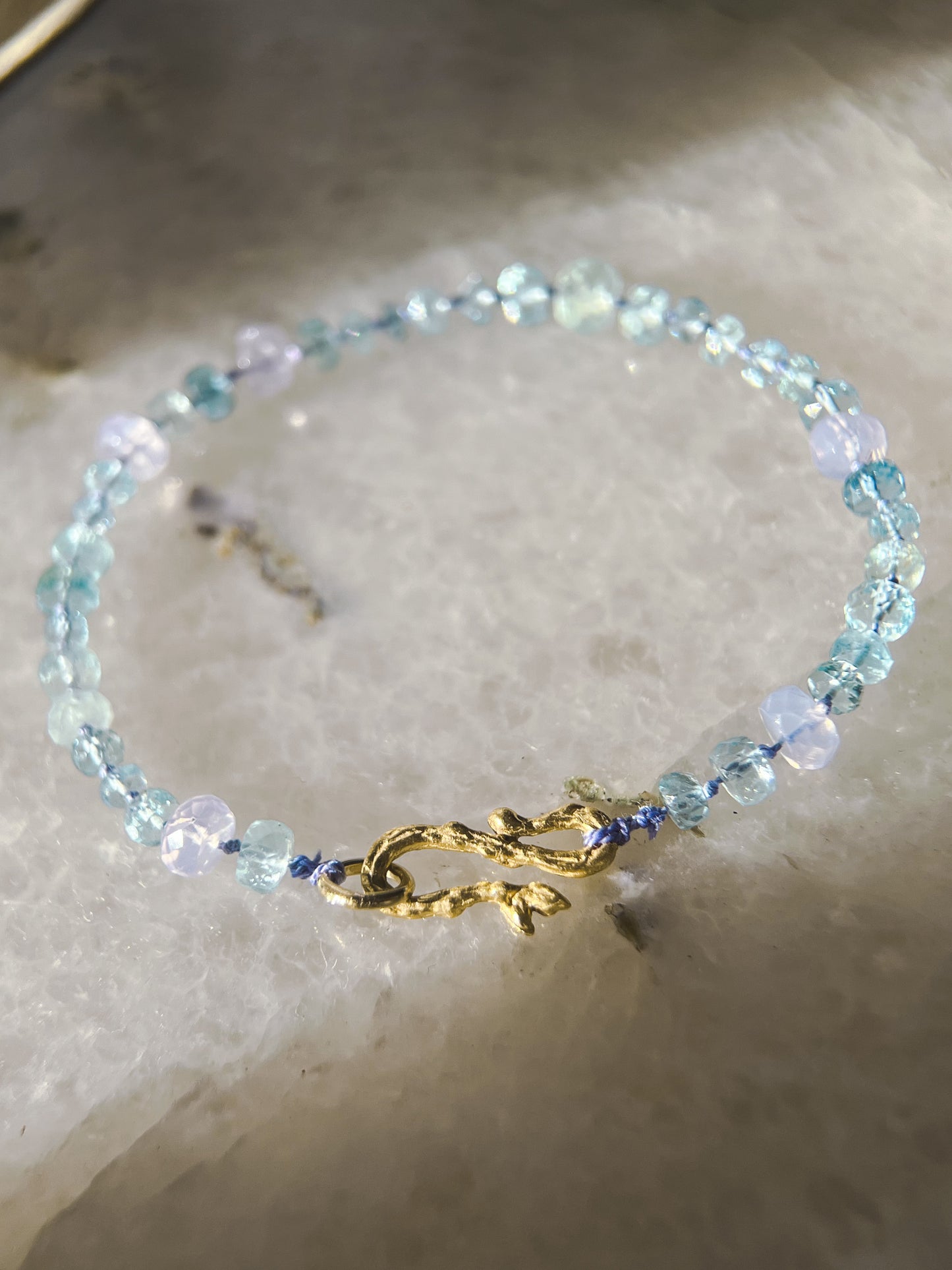 Dewdrops Bracelet ⋄ Lavender Moon Quartz & Aquamarine