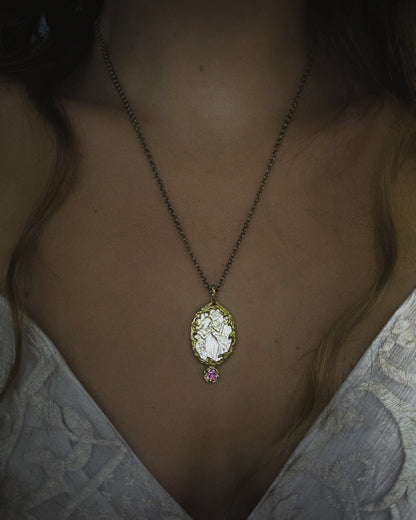 Goddess Aphrodite Amulet ⋄ Mother of Pearl & Pink Tourmaline
