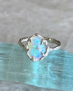 Cosmic Flame Ring ⋄  Australian Opal ⋄  size 6.5