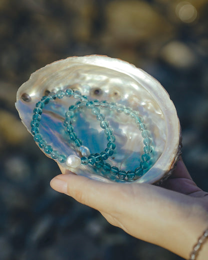 Daughter of the Sea Bracelet ⋄ Teal Fluorite & Pearl
