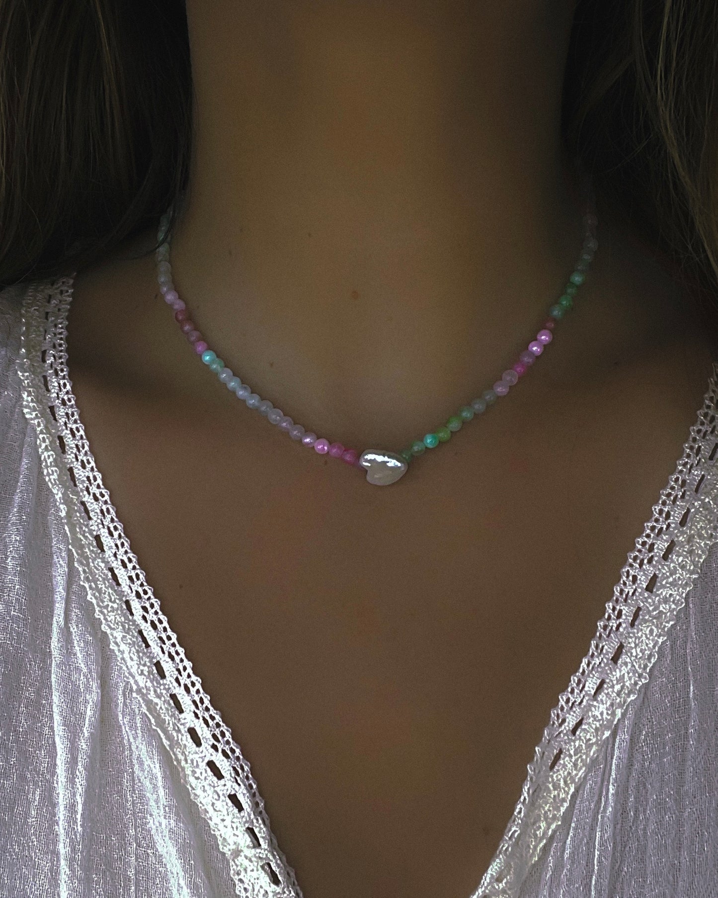 Gem Candy Necklace ⋄ Ice Cream Tourmaline & Pearl