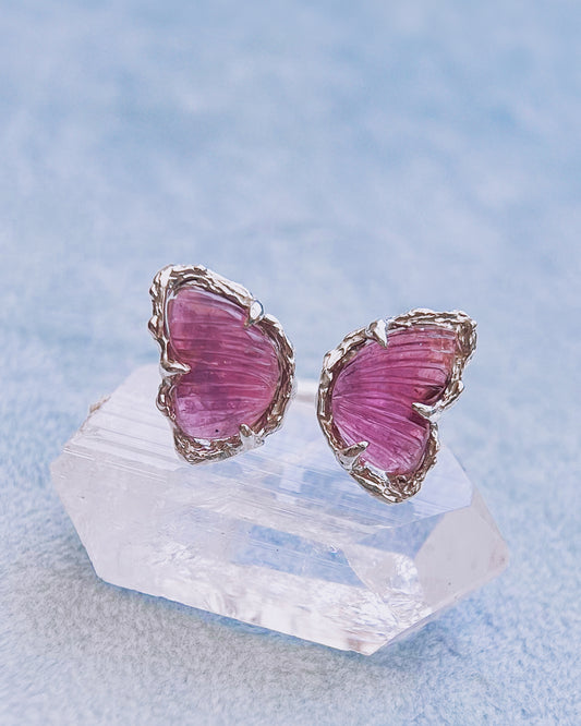 Mini Ever After Butterfly Ring ⋄ Rubelite Tourmaline ⋄ size 6 — 7