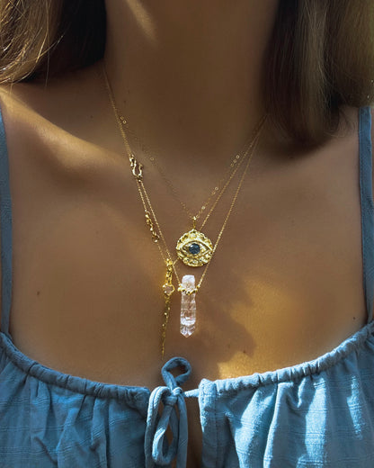 Third Eye Amulet ⋄ Moss Aquamarine ⋄ gold vermeil