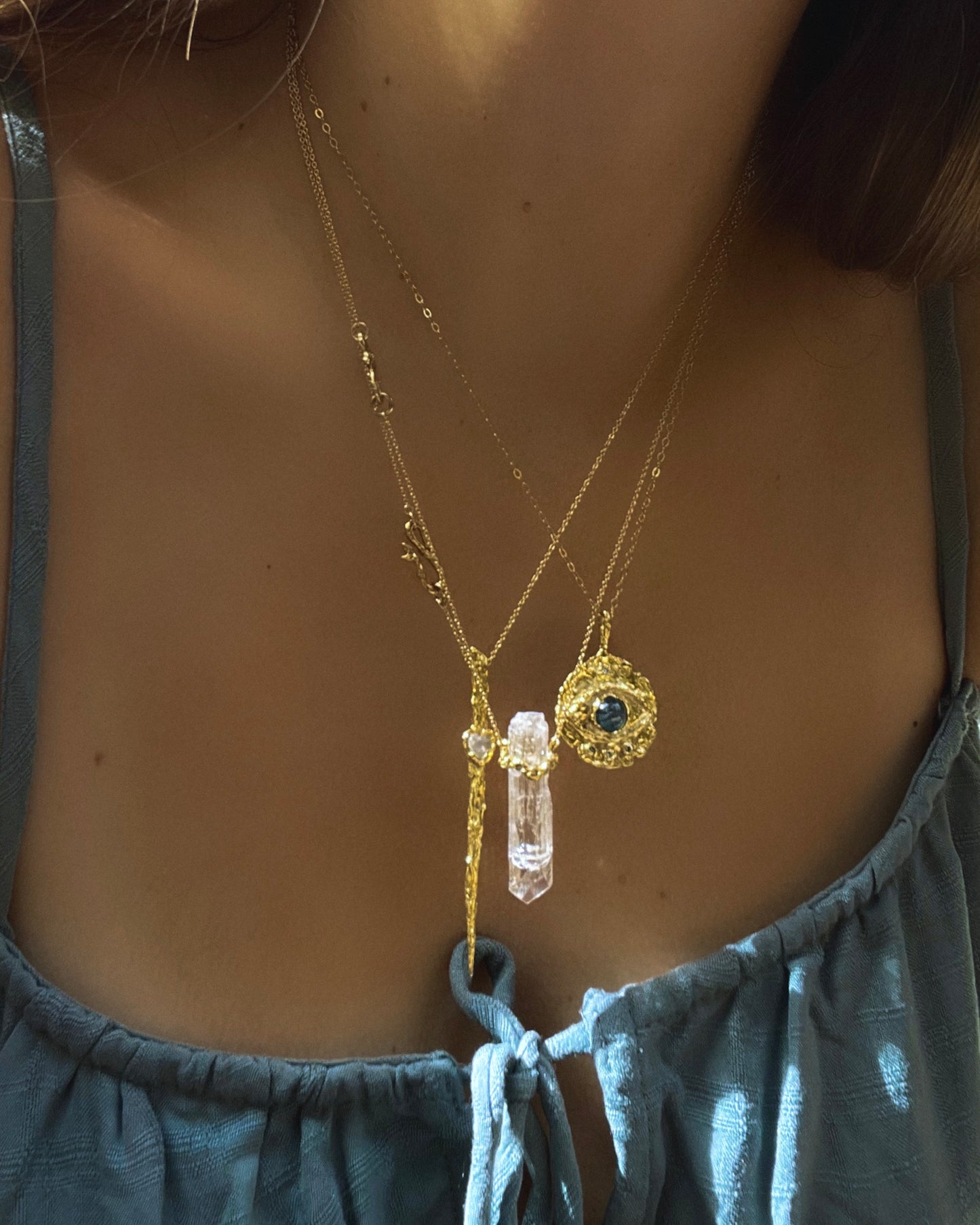 Healing Crystal Pendant ⋄ Danburite ⋄ Gold Vermeil