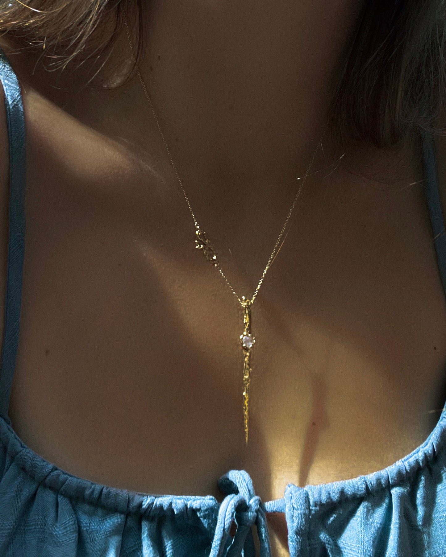Mermaid’s Dagger Pendant ⋄ Lavender Moon Quartz ⋄ Gold Vermeil
