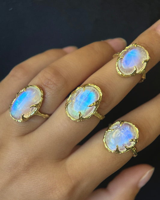 Oracle Ring ⋄  Rainbow Moonstone ⋄ Pick a Size ⋄ Gold Vermeil