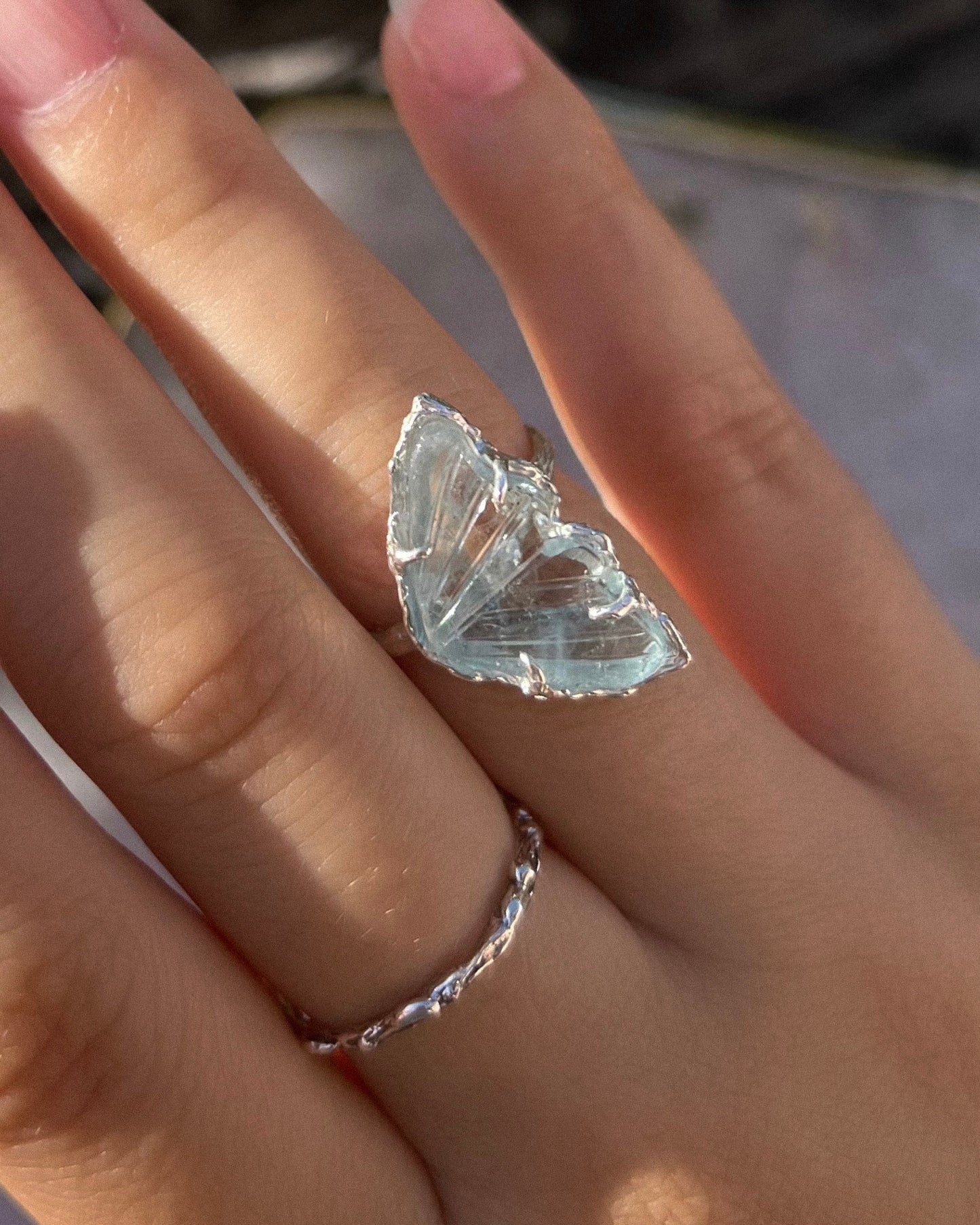 Fairy Wing Ring ⋄ Aquamarine ⋄ size 5.5