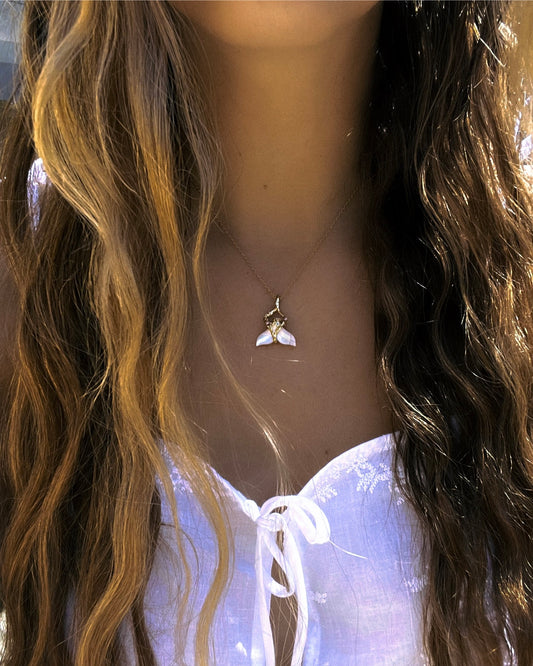 Whale Tail Spirit Animal Amulet ⋄ Mother of Pearl ⋄ Gold Vermeil