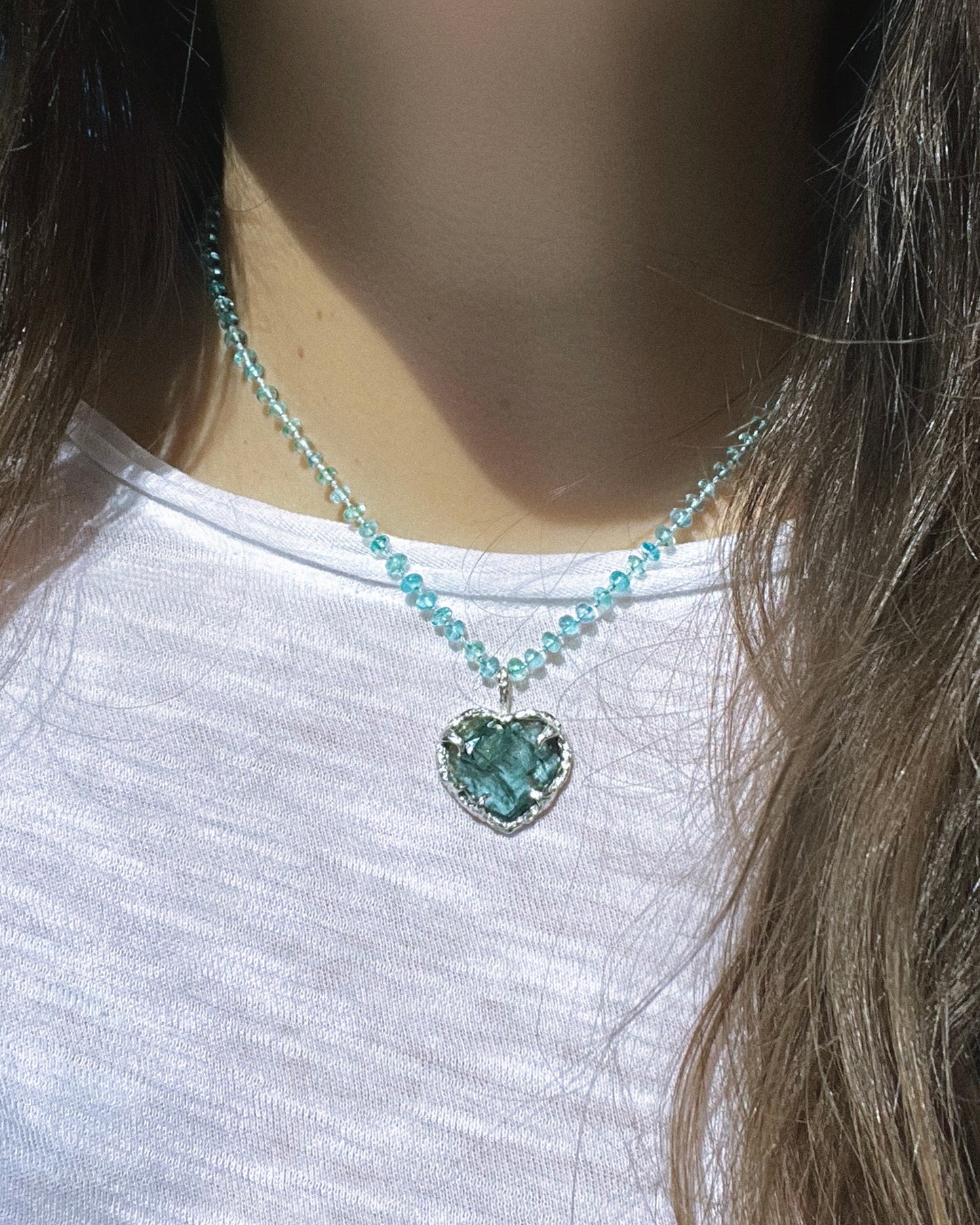 Siren’s Heart Amulet ⋄ Indicolite Tourmaline & Sea Apatite