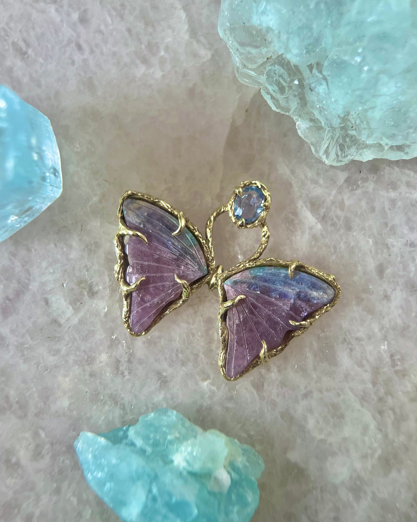 Ever After Butterfly Amulet ⋄ Galaxy Tourmaline & Blue Sapphire