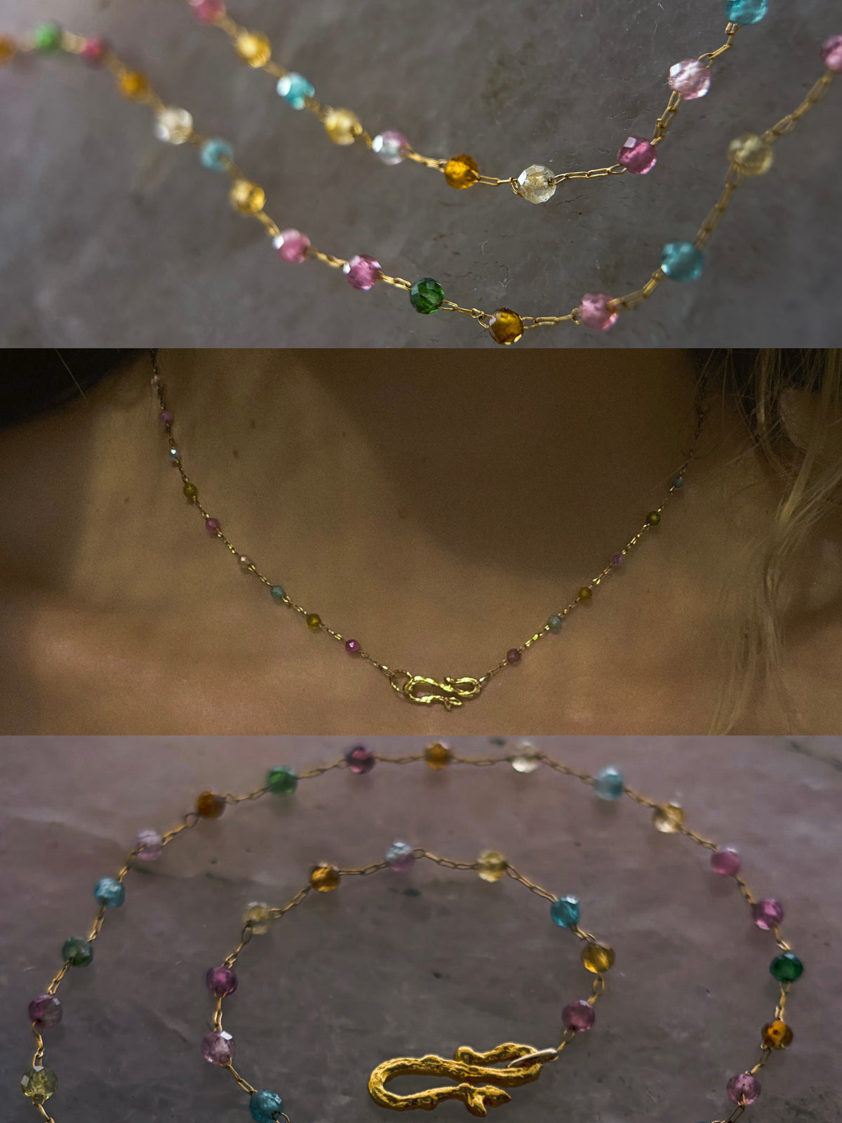 Honey Nectar Dewdrops Chain Necklace ⋄ Tourmaline