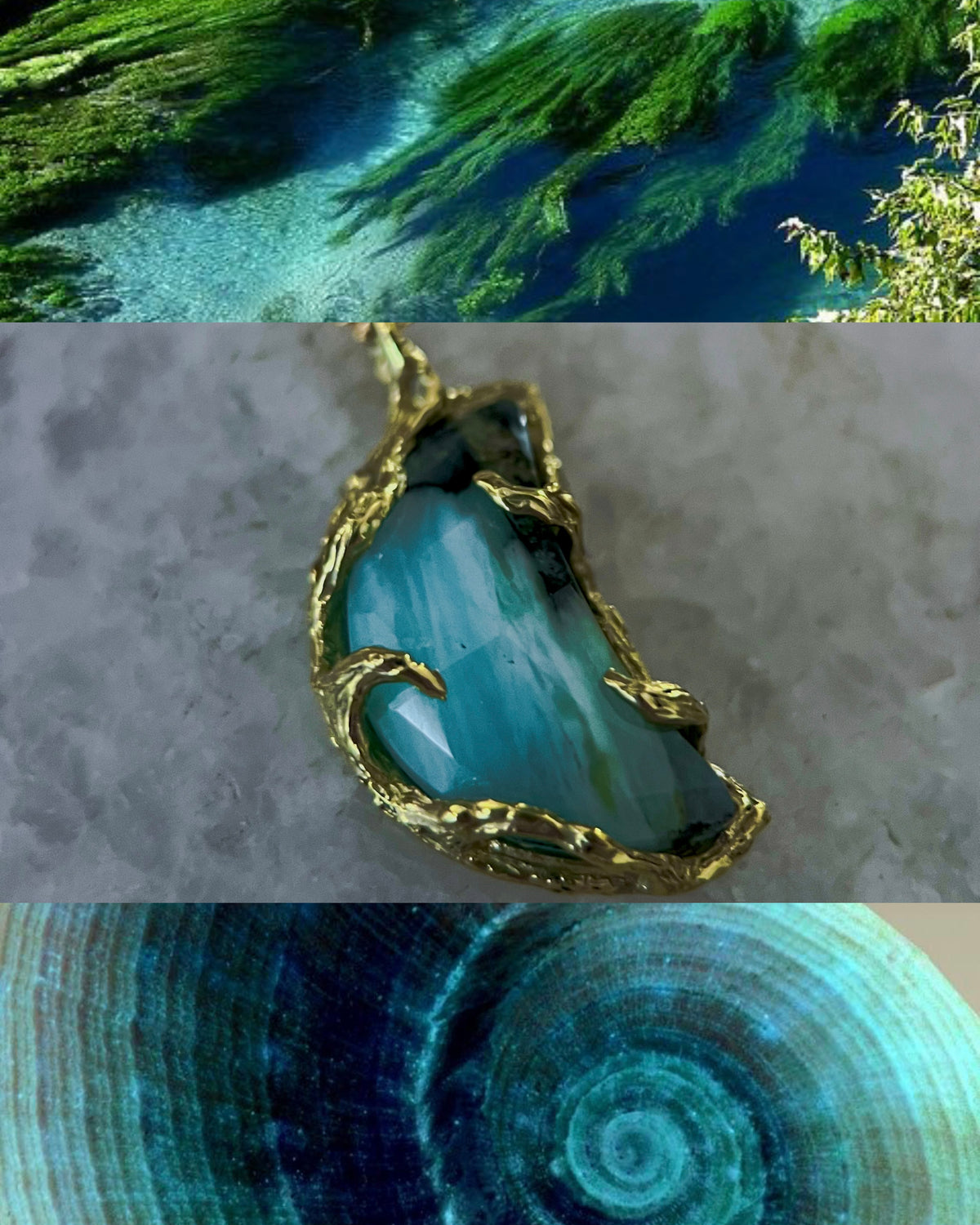 Seafoam Siren Moon Necklace ⋄ Peruvian Opal