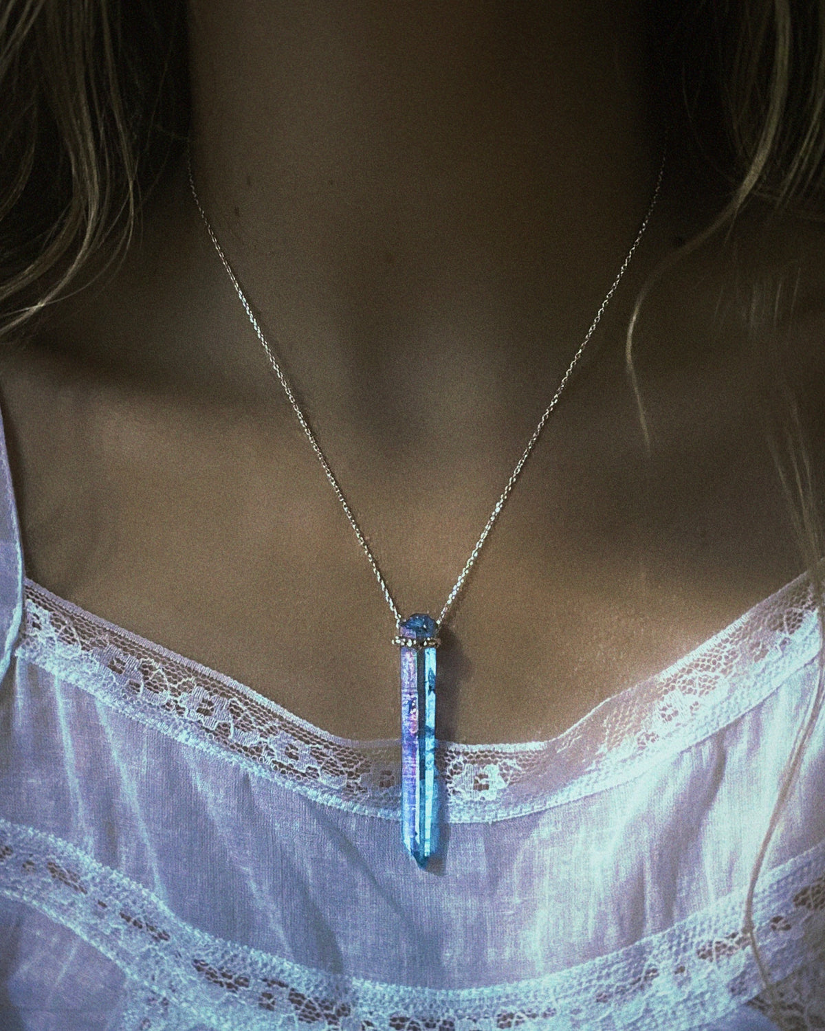 Healing Crystal Pendant ⋄ Indigo Aura Quartz
