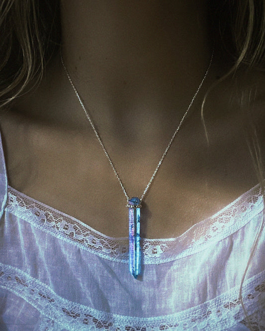 Healing Crystal Pendant ⋄ Indigo Aura Quartz