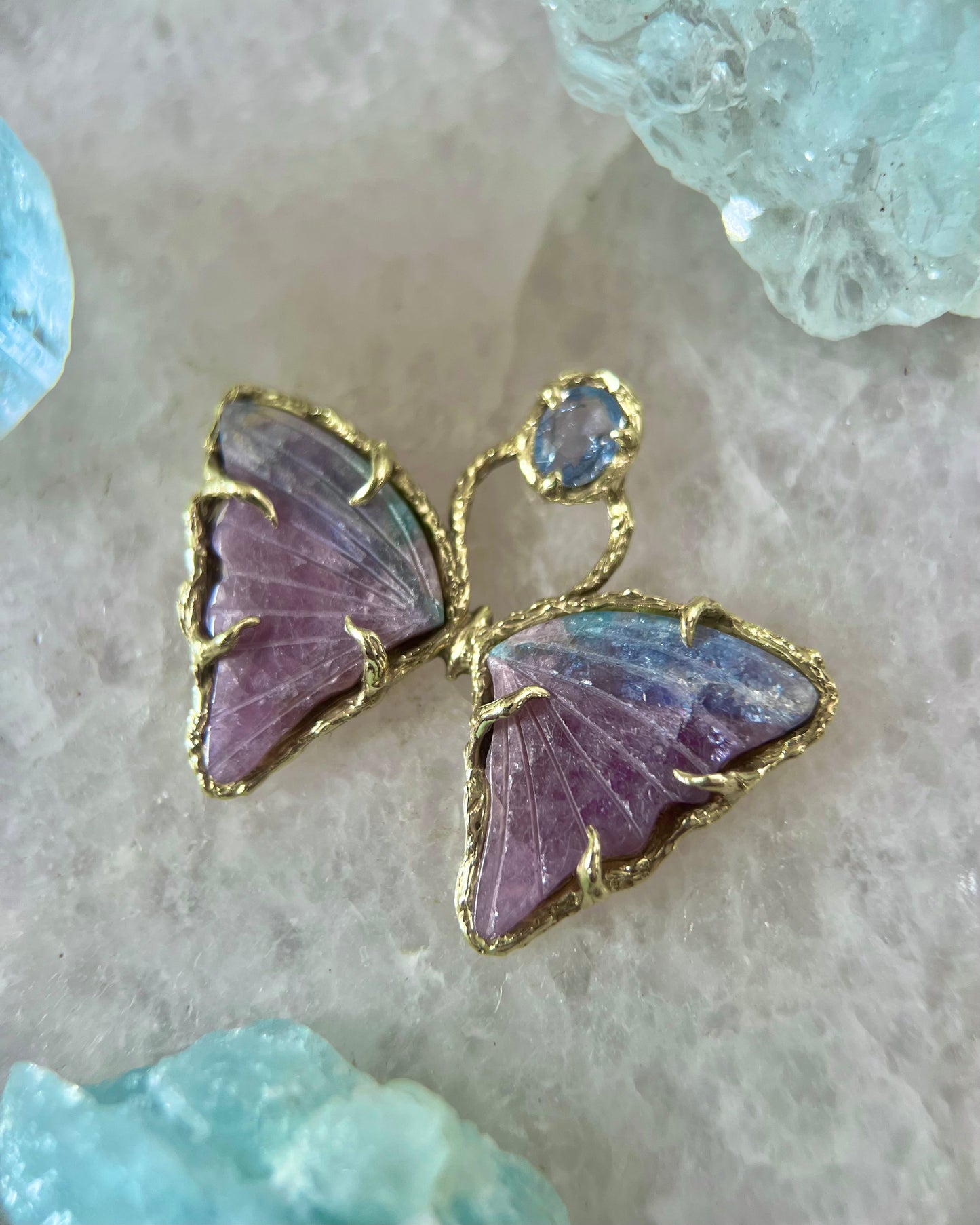 Ever After Butterfly Amulet ⋄ Galaxy Tourmaline & Blue Sapphire