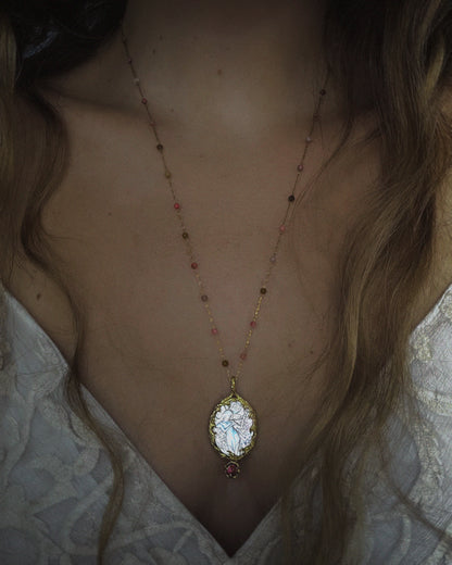 Goddess Aphrodite Amulet ⋄ Mother of Pearl & Pink Tourmaline