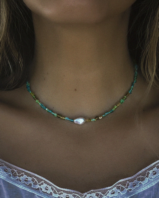 Ocean Pebbles Necklace ⋄ Blue Green Tourmaline & Pearl