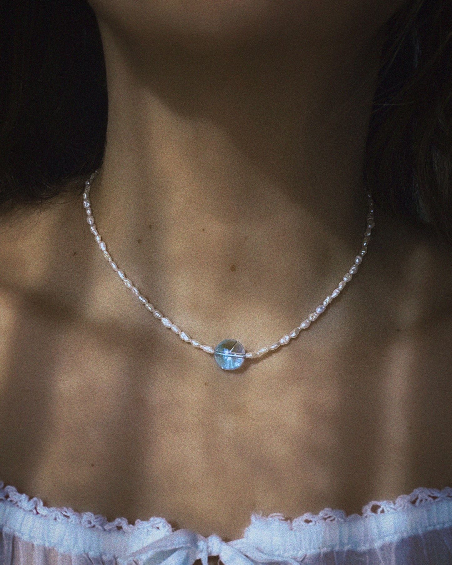 Daughter of the Sea Necklace ⋄ Aqua Aura Quartz & Pearls