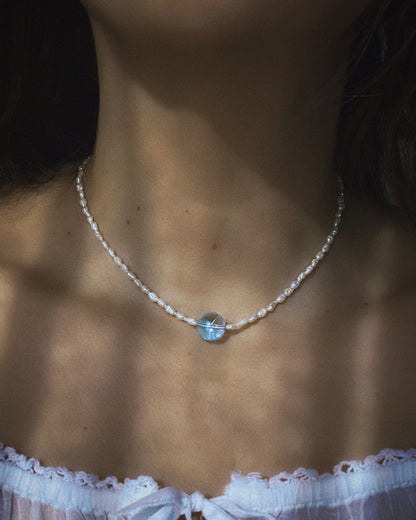 Daughter of the Sea Necklace ⋄ Aqua Aura Quartz & Pearls