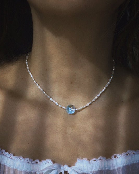 Daughter of the Sea Necklace ⋄ Aqua Aura Quartz & Pearls