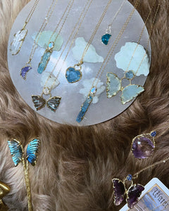 Winter Garden Butterfly Amulet ⋄ Aquamarine