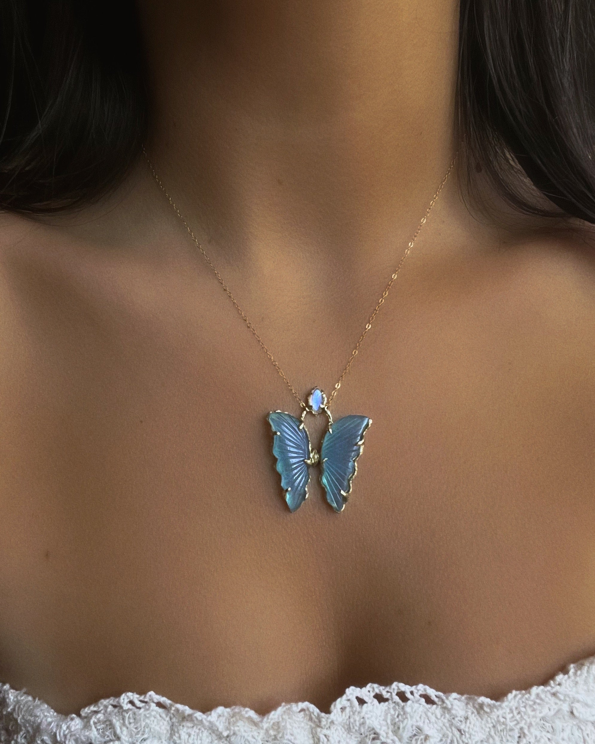 Ever After Butterfly Amulet ⋄ Aquamarine & Moonstone