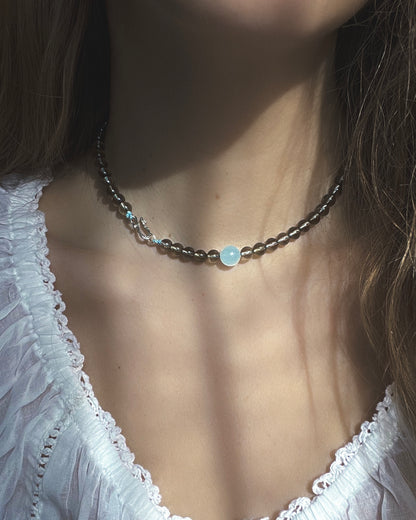 Daughter of the Sea necklace⋄ Smoky Quartz & Aquamarine