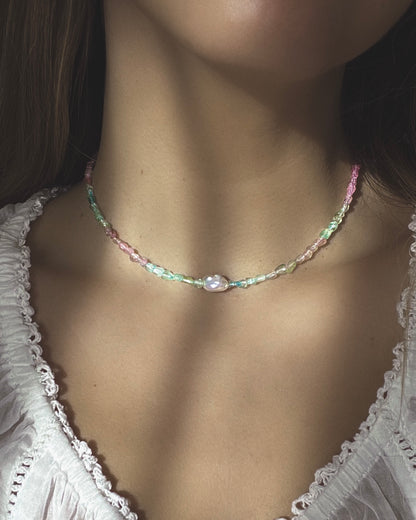 Ocean Pebbles Necklace ⋄ Rainbow Tourmaline & Pearl