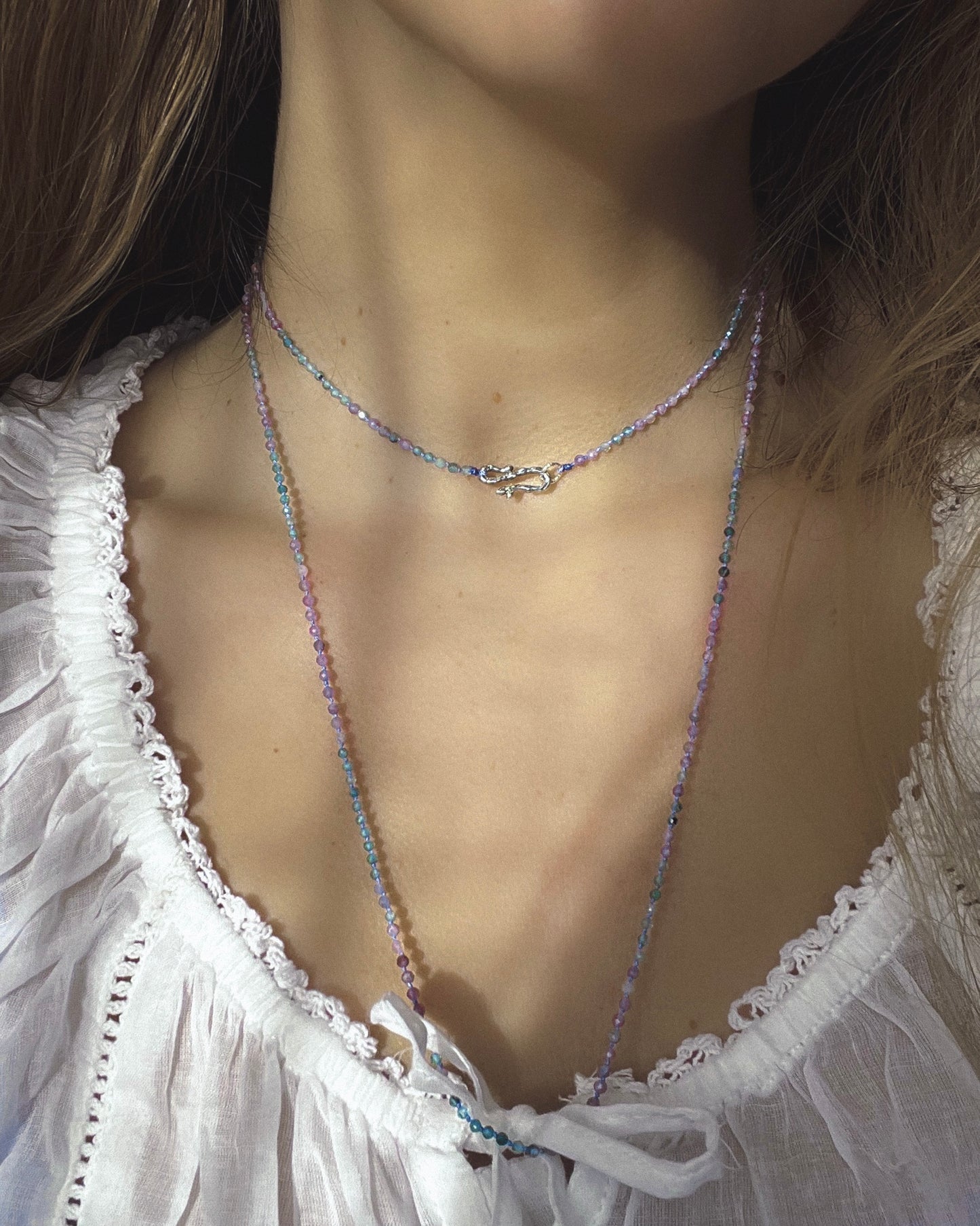 Dewdrops Long Layer Necklace ⋄ Pink & Blue Tourmaline