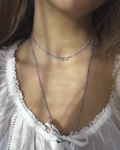 Dewdrops Long Layer Necklace ⋄ Pink & Blue Tourmaline