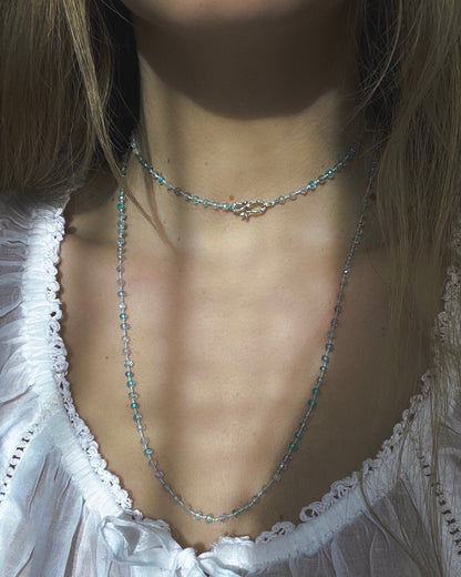 Dewdrops Long Layer Necklace ⋄ Apatite, Aquamarine, Labradorite