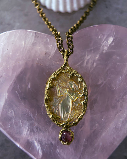 Goddess Aphrodite Amulet ⋄ Mother of Pearl & Pink Tourmaline