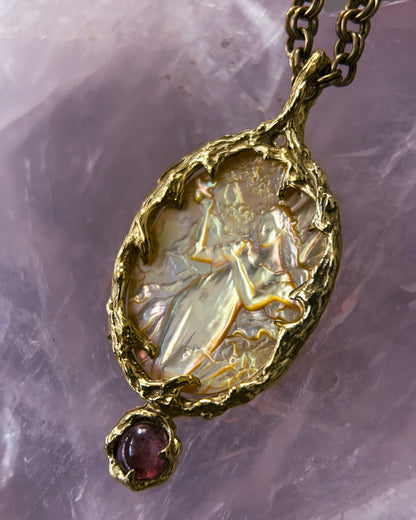 Goddess Aphrodite Amulet ⋄ Mother of Pearl & Pink Tourmaline