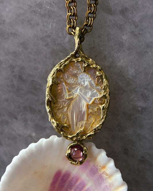 Goddess Aphrodite Amulet ⋄ Mother of Pearl & Pink Tourmaline