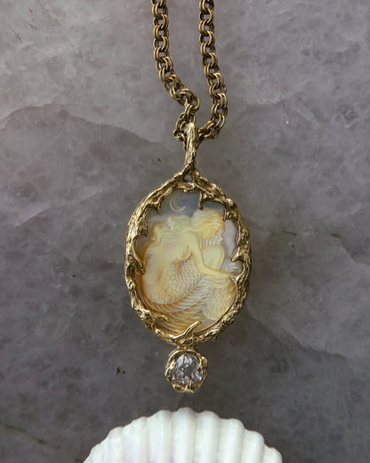 Mermaid Amulet ⋄ Mother of Pearl & White Tourmaline