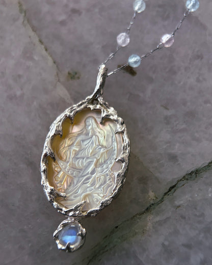 Moon Goddess Amulet ⋄ Mother of Pearl & Moonstone