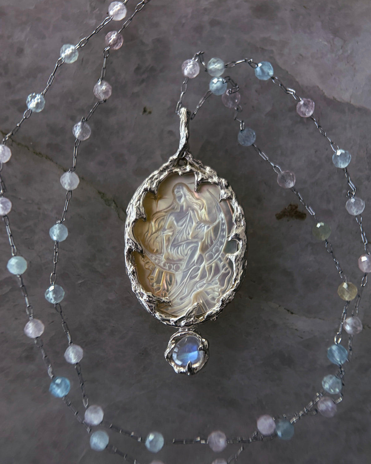 Moon Goddess Amulet ⋄ Mother of Pearl & Moonstone