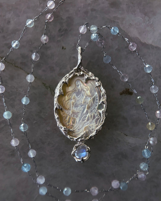 Moon Goddess Amulet ⋄ Mother of Pearl & Moonstone