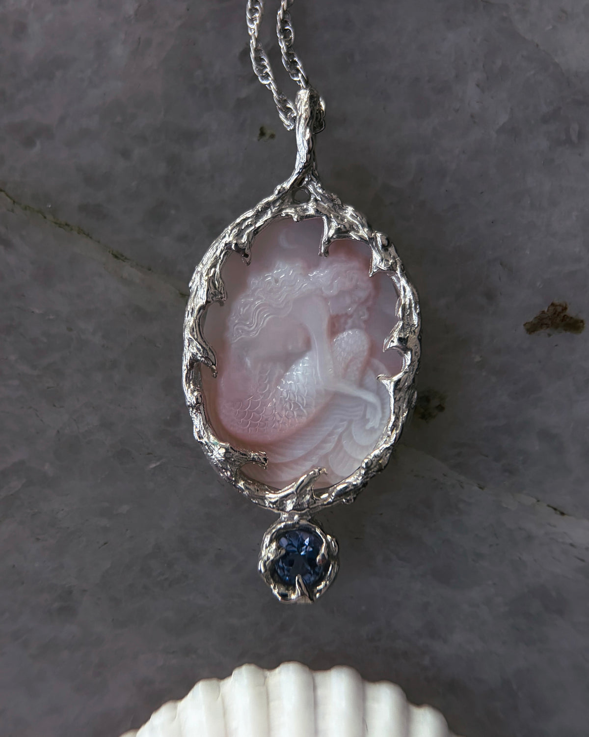 Mermaid Amulet ⋄ Mother of Pearl & Tanzanite