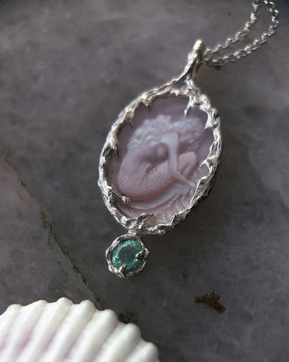 Mermaid Amulet ⋄ Mother of Pearl & Paraíba Tourmaline