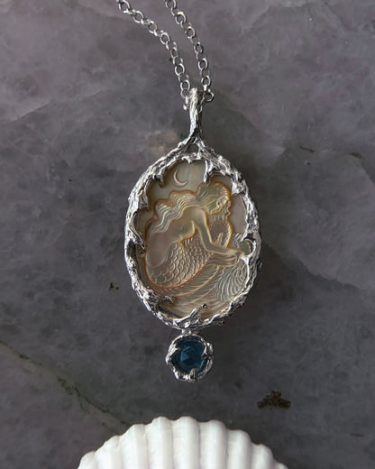 Mermaid Amulet ⋄ Mother of Pearl & Aquamarine