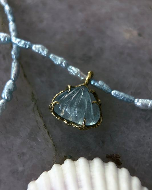 Siren Creek Treasure Necklace ⋄ Aquamarine & Blue Pearls