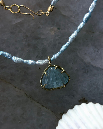 Siren Creek Treasure Necklace ⋄ Aquamarine & Blue Pearls
