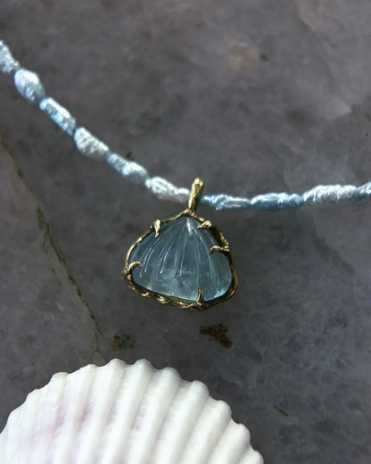 Siren Creek Treasure Necklace ⋄ Aquamarine & Blue Pearls