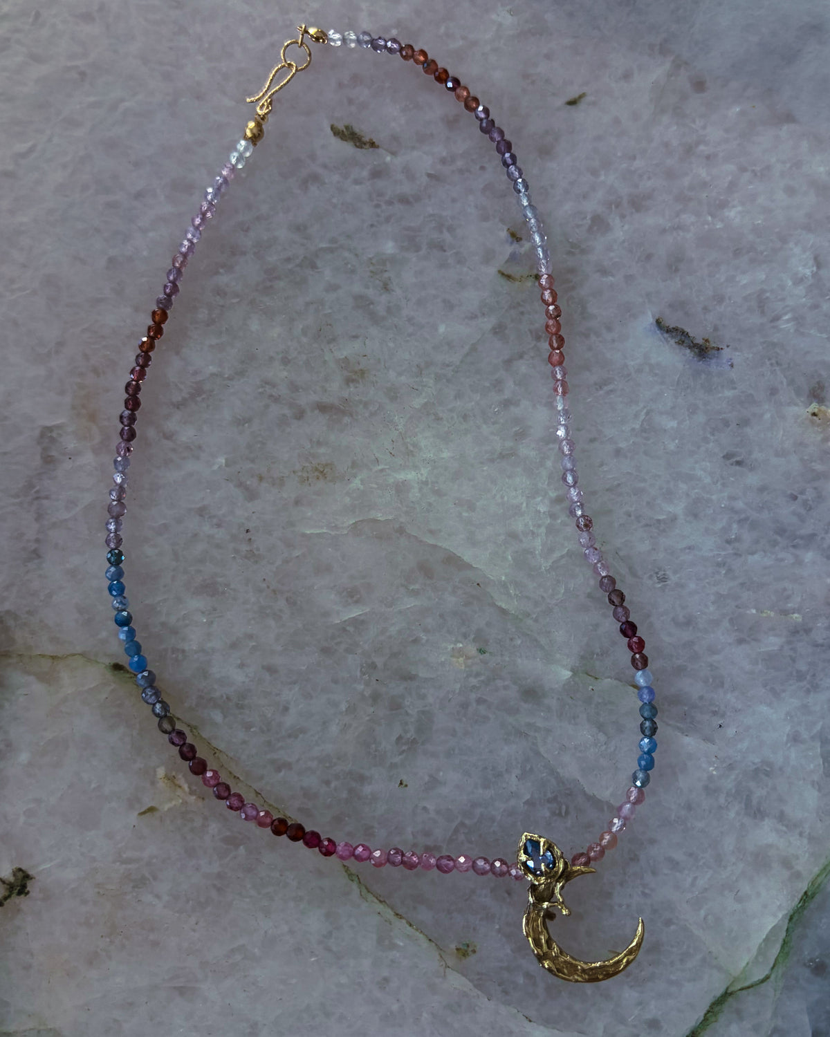 Moon Garden Mist Amulet ⋄ Blue Sapphire & Shaded Spinel