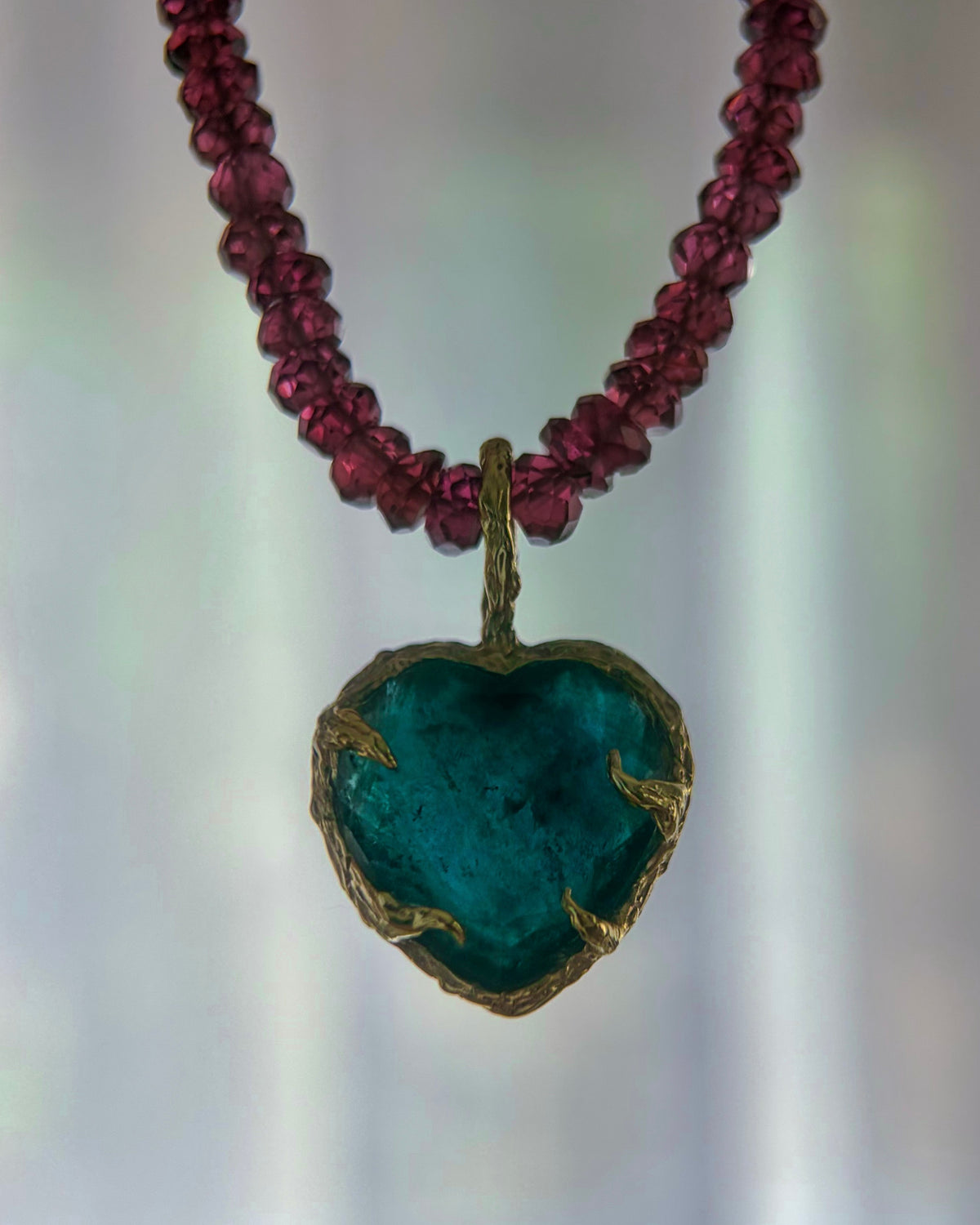 Midnight Rose Heart Necklace ⋄ Indicolite Tourmaline & Garnet