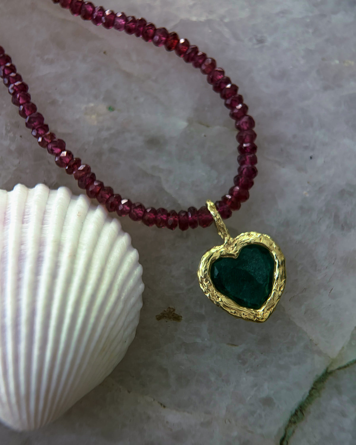 Midnight Rose Heart Necklace ⋄ Indicolite Tourmaline & Garnet