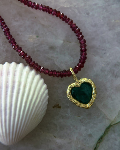 Midnight Rose Heart Necklace ⋄ Indicolite Tourmaline & Garnet